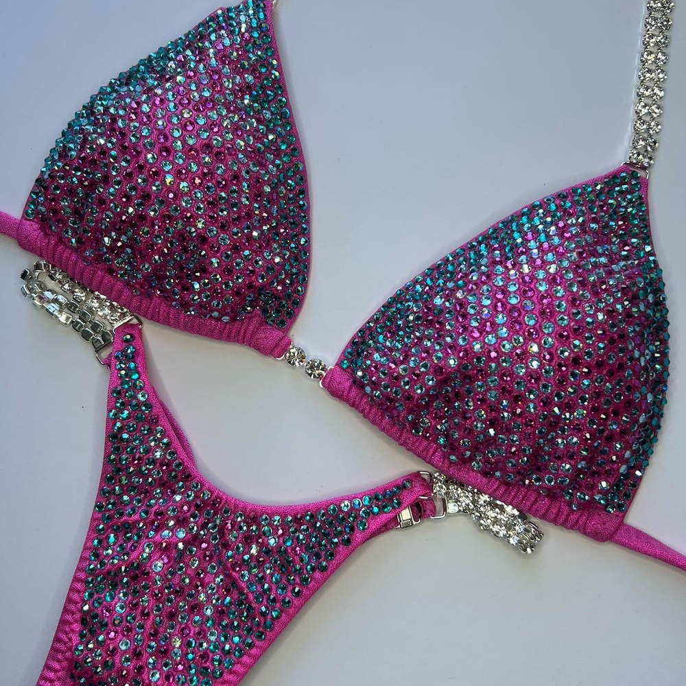 Pink and Silver Sequin Bikini Set